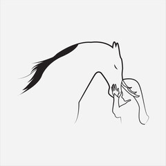 Print Horse line art isulated on white background