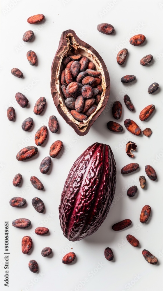 Poster the beans are of different sizes and colors, and the pod is partially opened