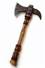 Native American tomahawk isolated on white. Generative ai.