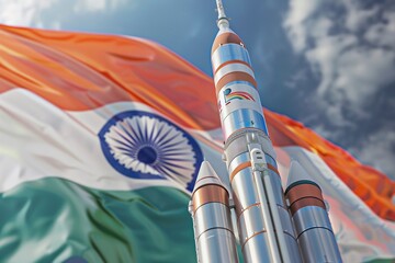 ai generative spaceship with indian flag background