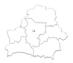 BELARUS MAP WITH ITS REGIONS AND POLITICAL ADMINISTRATIVE DIVISIONS