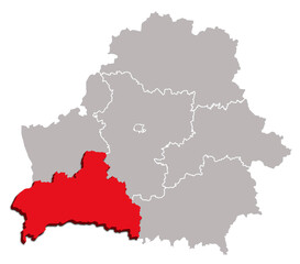 BREST map REGION of BELARUS 3d isometric map