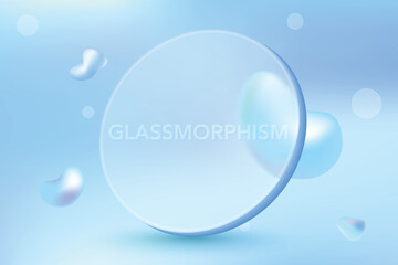 3d Fluid Gradient Blue Background. Glassmorphism Style Frame Design Vector For Webiste and Mobile