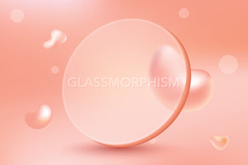 3d Fluid Gradient Orange Background. Glassmorphism Style Frame Design Vector For Webiste and Mobile