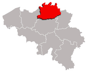 Antwerp map PROVINCE of BELGIUM 3d isometric map