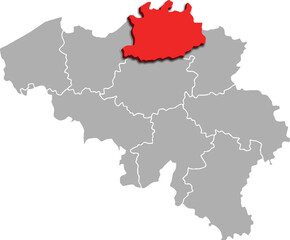 Obraz premium Antwerp map PROVINCE of BELGIUM 3d isometric map