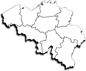 MAP OF BELGIUM WITH ITS PROVINCES AND POLITICAL ADMINISTRATIVE DIVISIONS