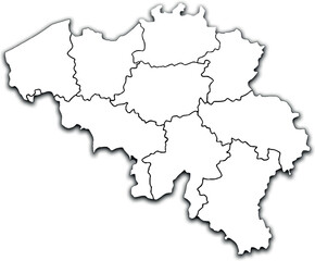MAP OF BELGIUM WITH ITS PROVINCES AND POLITICAL ADMINISTRATIVE DIVISIONS