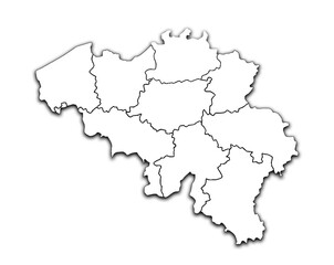 MAP OF BELGIUM WITH ITS PROVINCES AND POLITICAL ADMINISTRATIVE DIVISIONS