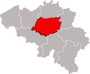Flemish Brabant map PROVINCE of BELGIUM 3d isometric map
