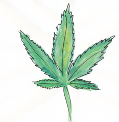 Hanfblatt - Aquarell