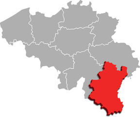 LUXEMBOURG map PROVINCE of BELGIUM 3d isometric map
