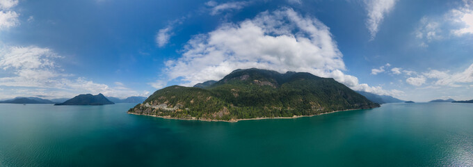 Aerial Panoramic View of Mountain Landsacpe on West Coast of Pacific Ocean. © edb3_16