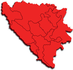 MAP OF BOSNIA AND HERZEGOVINA WITH ITS POLITICAL ADMINISTRATIVE DIVISIONS