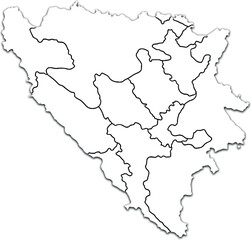MAP OF BOSNIA AND HERZEGOVINA WITH ITS POLITICAL ADMINISTRATIVE DIVISIONS