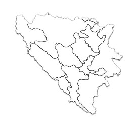 MAP OF BOSNIA AND HERZEGOVINA WITH ITS POLITICAL ADMINISTRATIVE DIVISIONS