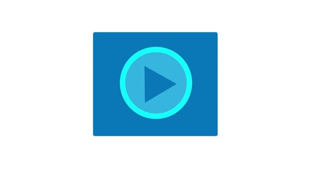 Audio,Video play button icon animation.start button icon sign video.Music ply button icon animation in glowing neon circle and press icon animation on  white background.