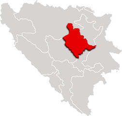 ZONICA DOBOJ map administrative division of BOSNIA AND HERZEGOVINA 3d isometric map