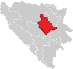 ZONICA DOBOJ map administrative division of BOSNIA AND HERZEGOVINA 3d isometric map