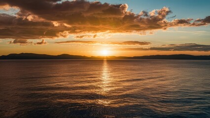 Obraz premium Sunrise Over Ocean Horizon