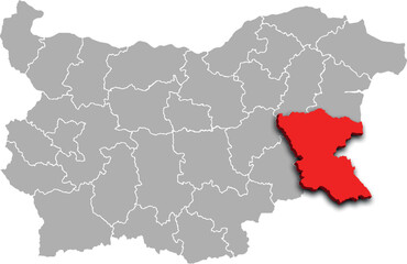 BURGAS map REGION of BULGARIA 3d isometric map