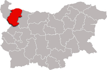 MONTANA map REGION of BULGARIA 3d isometric map
