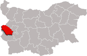 Fototapeta premium PERNIK map REGION of BULGARIA 3d isometric map