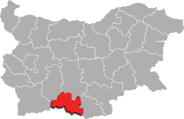 SMOLYAN map REGION of BULGARIA 3d isometric map