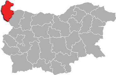 VIDIN map REGION of BULGARIA 3d isometric map