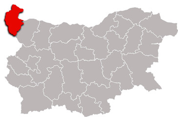 VIDIN map REGION of BULGARIA 3d isometric map