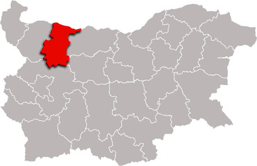 VRATSA map REGION of BULGARIA 3d isometric map