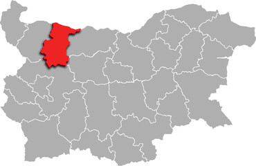 VRATSA map REGION of BULGARIA 3d isometric map