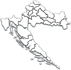 croatia map with its counties and administrative divisions 3d isometric map