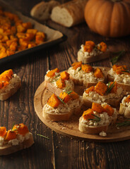 Seasonal bruschetta sandwiches with pumpkin