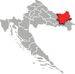 OSIJEK BARANJA map county of CROATIA 3d isometric map