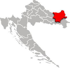 OSIJEK BARANJA map county of CROATIA 3d isometric map