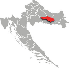 POZEGA SLAVONIA map county of CROATIA 3d isometric map