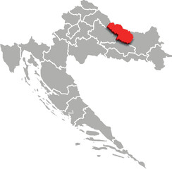 VIROVITICA PODRAVINA map county of CROATIA 3d isometric map