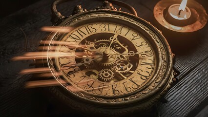 Fototapeta premium old clock on a wall generative ai