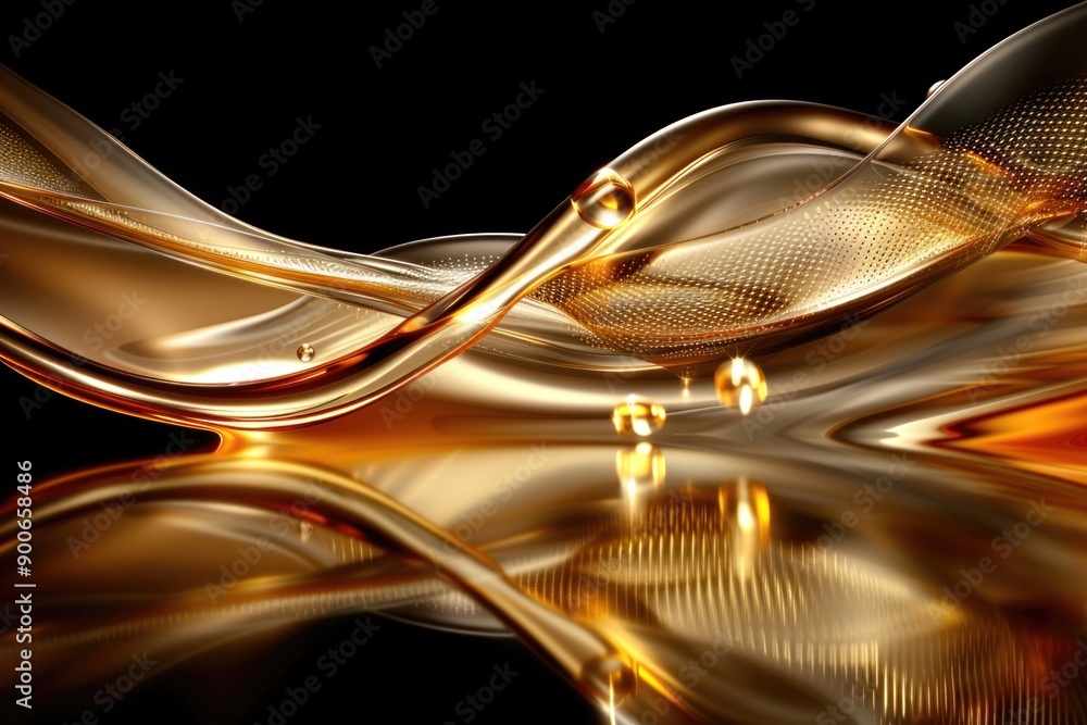 Aufkleber flowing black and gold shapes create an elegant abstract design with glossy reflections