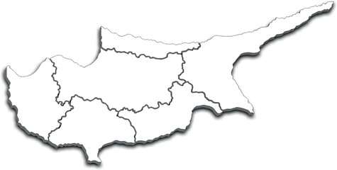 CYPRUS MAP OF CYPRUS WITH ADMINISTRATIVE DISTRICTS AND DIVISIONS WITH FLAG