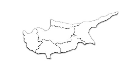 CYPRUS MAP OF CYPRUS WITH ADMINISTRATIVE DISTRICTS AND DIVISIONS WITH FLAG