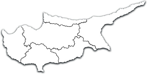 CYPRUS MAP OF CYPRUS WITH ADMINISTRATIVE DISTRICTS AND DIVISIONS WITH FLAG