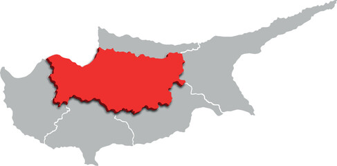 NICOSIA MAP ADMINISTRATIVE DISTRICT OF CYPRUS 3D ISOMETRIC MAP