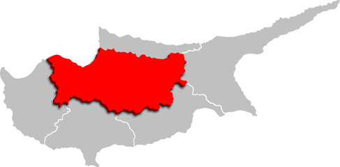 NICOSIA MAP ADMINISTRATIVE DISTRICT OF CYPRUS 3D ISOMETRIC MAP