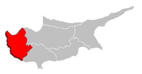 PAPHOS MAP ADMINISTRATIVE DISTRICT OF CYPRUS 3D ISOMETRIC MAP