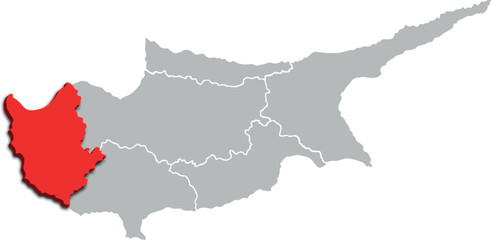 PAPHOS MAP ADMINISTRATIVE DISTRICT OF CYPRUS 3D ISOMETRIC MAP