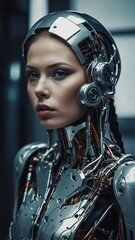 Fototapeta premium cybernetic humans and futuristic technology art .jpeg