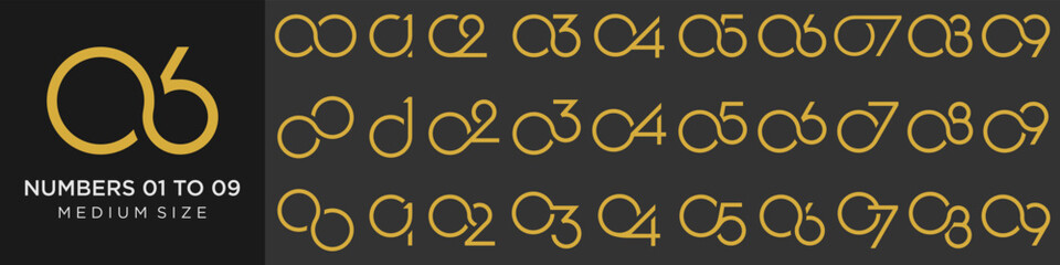 collection of creative number 01 to 09 logo designs. abstract design vector illustration