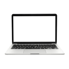 Fototapeta premium Space Black Modern Laptop mockup in right view with transparent screen for inserting images, isolated on white and transparent background